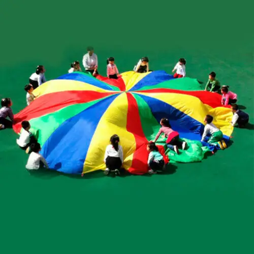 2M Kids Play Rainbow Parachute Outside Game Exercise Group Activity Sports Toy Parachute Kids Sensory Gymnastics Equipment Game