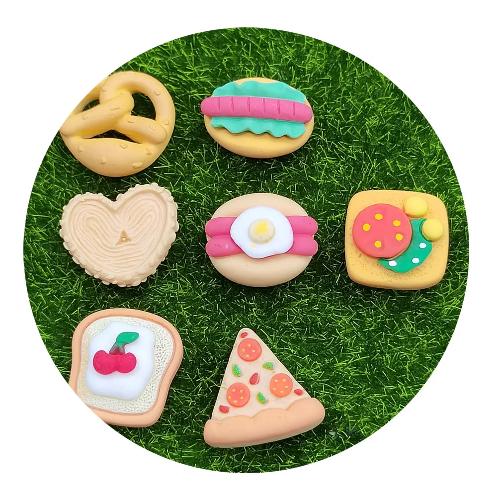 

Simulation Food Resin Model Bread Egg Pizza Strawberry Miniature Miniature Play Gifts Kids Toy Flat Back Cabochon