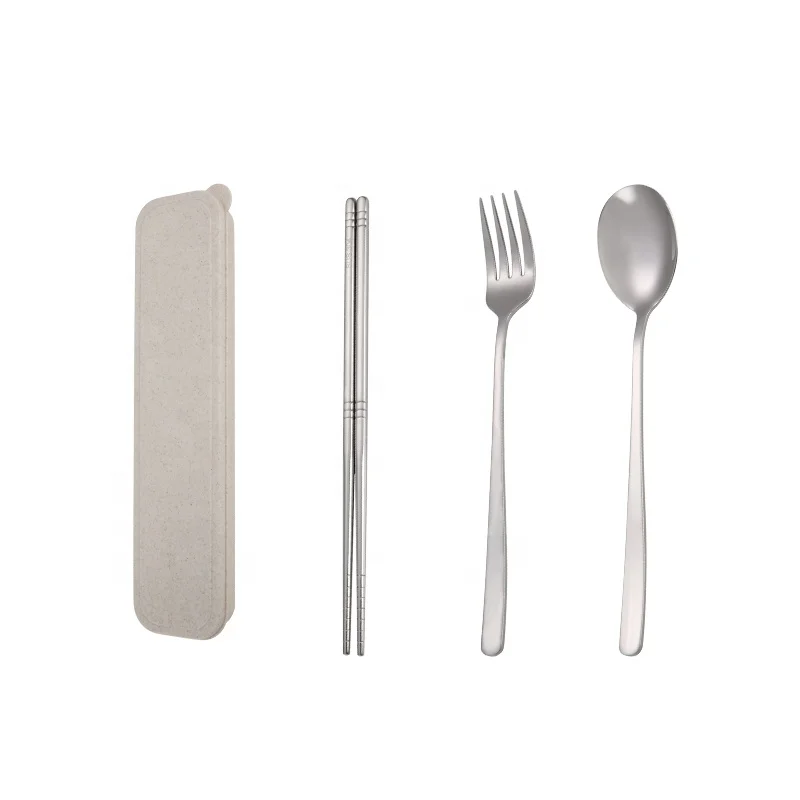 

hot sale high quality travel restaurant stainless steel eco sustainable portable cutlery set with case