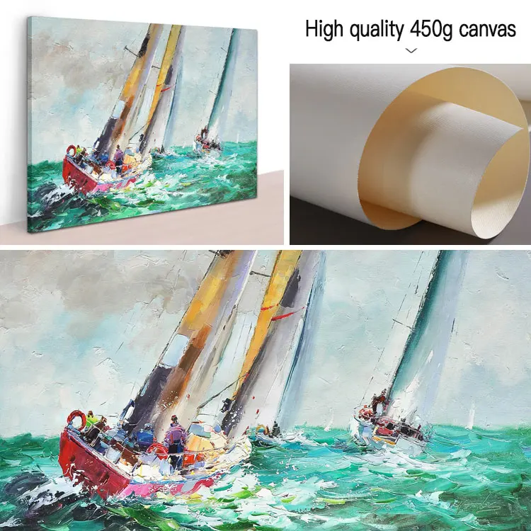 Knife Home Decoration Sea and Boat Wall Art Oil Paintings Designs on Canvas