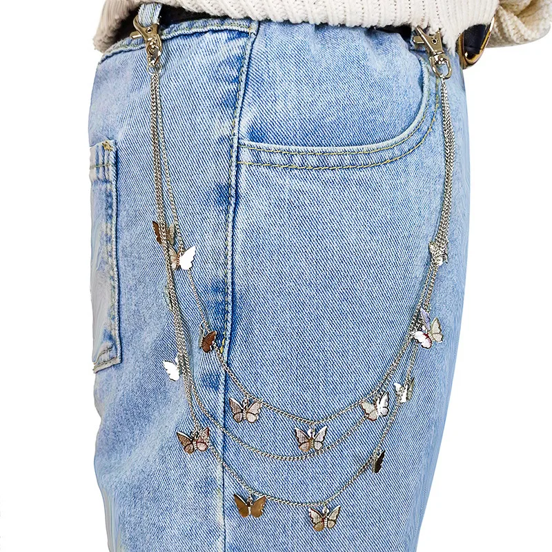 

Summer Best Selling Women Body Decoration 2 Rows Butterfly Trouser Chain Silver Gold Plating Butterfly Pants Chain For Party