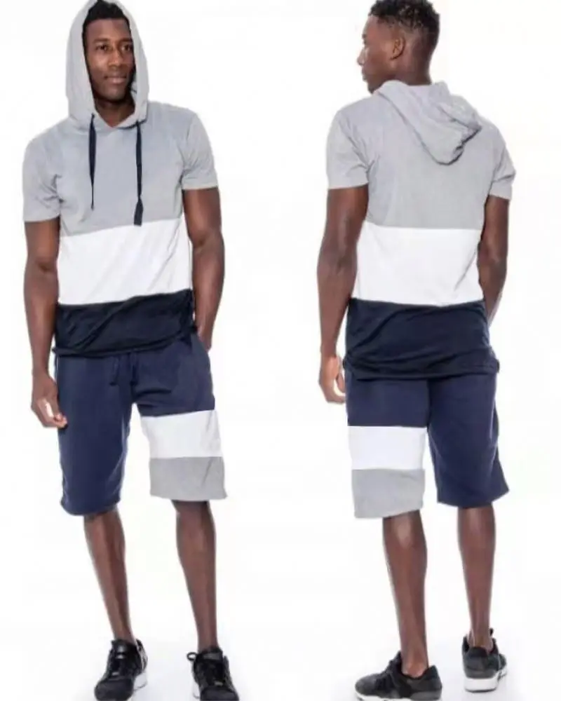 

Summer Sportswear Shirt And Shorts Set For Men Cotton Running Custom Men Short Set