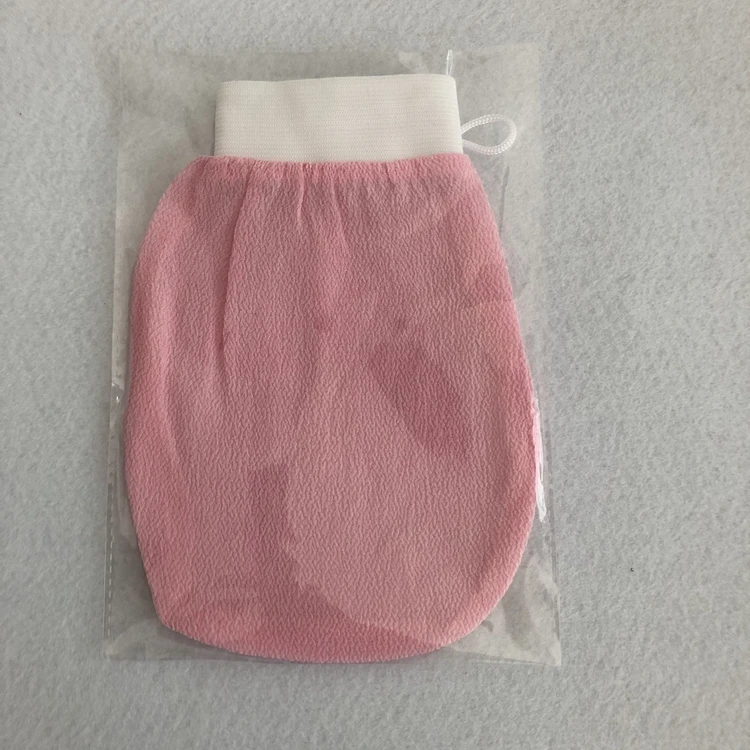 

pink viscose morocco hammam scrub mitt tan removal mitt(normal feeling)