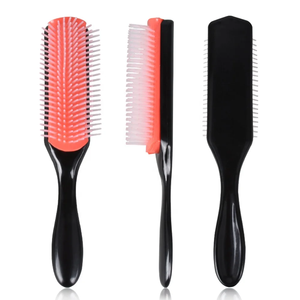 

Amazon good selling 2020 Personalized Nylon Bristles rubber base 9 Row Denman Hair Brush, Customized