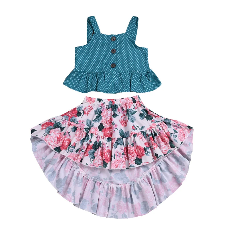 

Wholesale Hot Sell Factory Summer Toddlers Clothing Set Kids Floral Outfit Stylish Sets for little girls