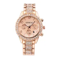 

Hot Products Geneva Pastel Bezel Metal Calendar Watch Women Crystal Bezel Watches Relojes De Mujer