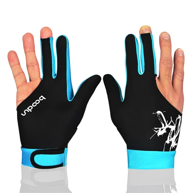 

OEM company wholesale Free Sample three fingers snooker gloves billiard gloves, Blue, sky blue,rose red,dark grey, green