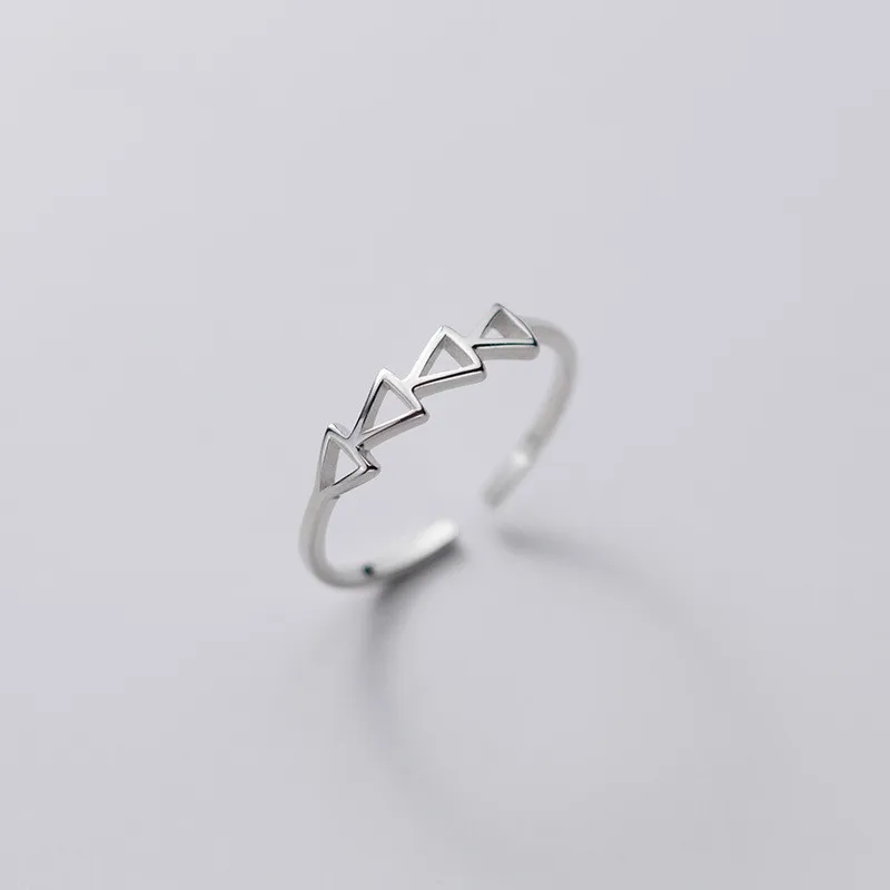 

Minimalist Geometric 925 Sterling Silver Hollow Triangle Open Ring, Whit gold