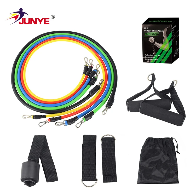 

Fitness TPX Resistance Bands Exercise Set Good Quality 11PCS Color Box Customized Home Exercise 1set/bag with Colorful Box TPE