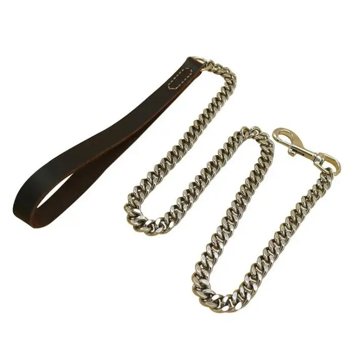 

Custom Design Dog Leather Leash Stainless Steel Dog Leashes Dog Metal leash