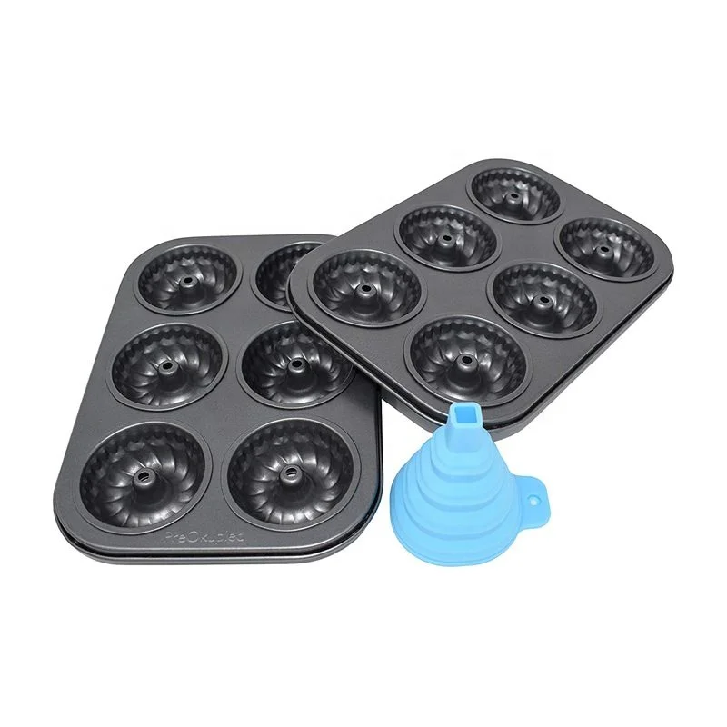 

6-Cavity Fluted Mini Bite-Size Bundt Cake Form Nonstick Carbon Steel Baking Pan, Grey or optional