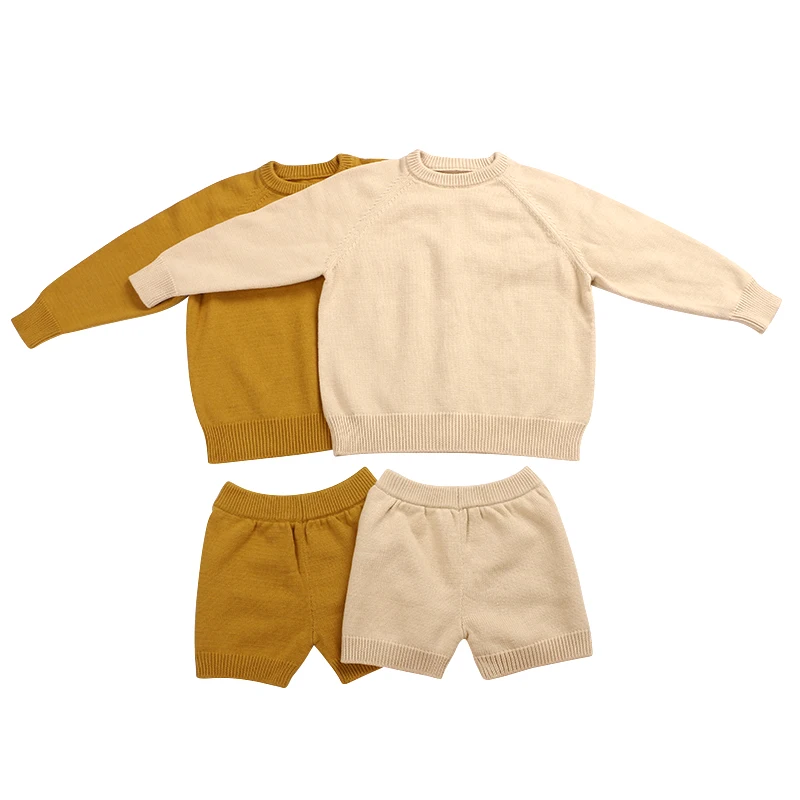 

Autumn Toddler & Children Clothing Set Knitted Cotton Baby Outfit 2 pcs Set for kids