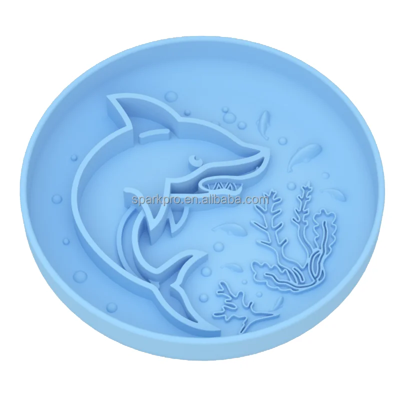 2026 New Design Round Shark Dog Bowl Silicone Slow Feeder Custom Unique Cute Cat Dog Food Feeding Slow Pet Bowl