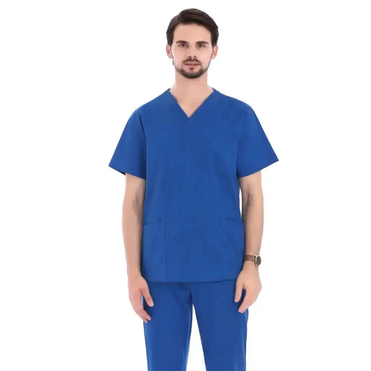 

Hot Sale Doctor Uniforms Medical Nursing Scrubs Uniform Clinic Scrub Sets Short Sleeve Tops Pants, 2 colors