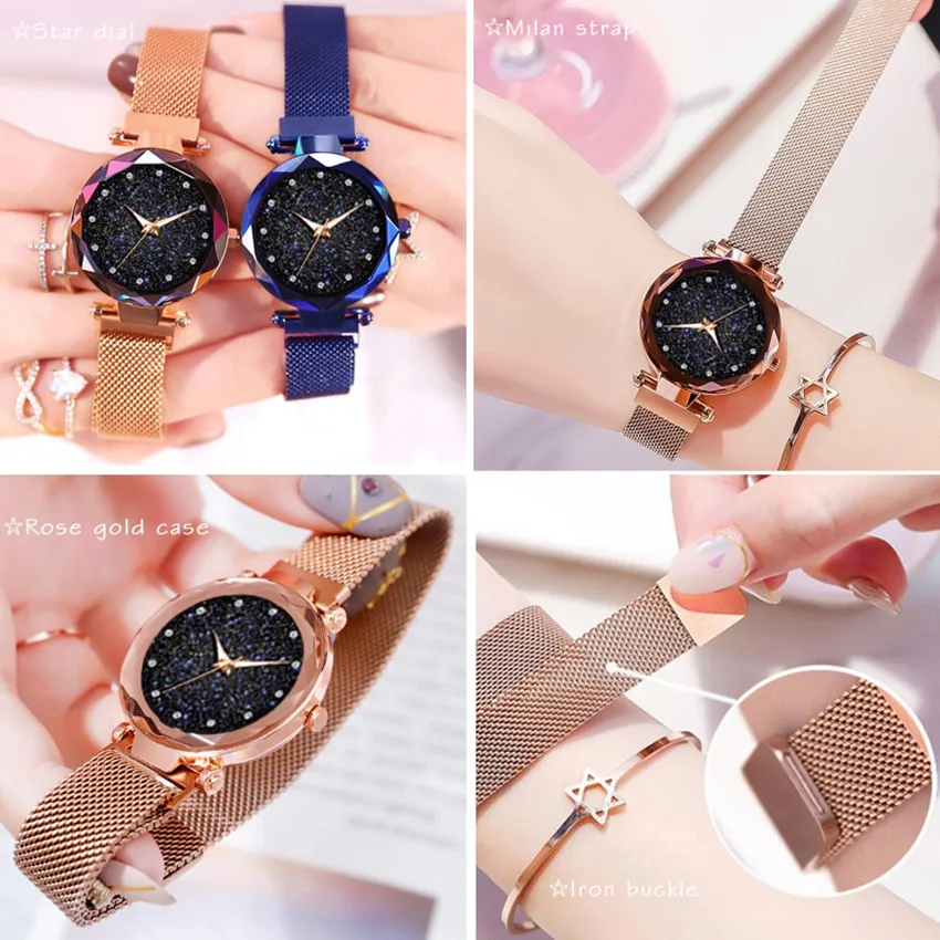 
New Hot Sale Women Ladies Watches Magnetic Buckle Luxury Fashion Relogio Feminino Crystal Female Wristwatch Alloy Watches 