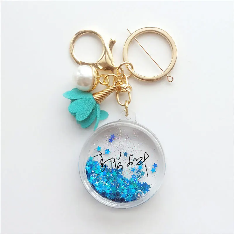 Custom Acrylic Liquid Fill Glitter Keychain Round Buy Liquid Keychain