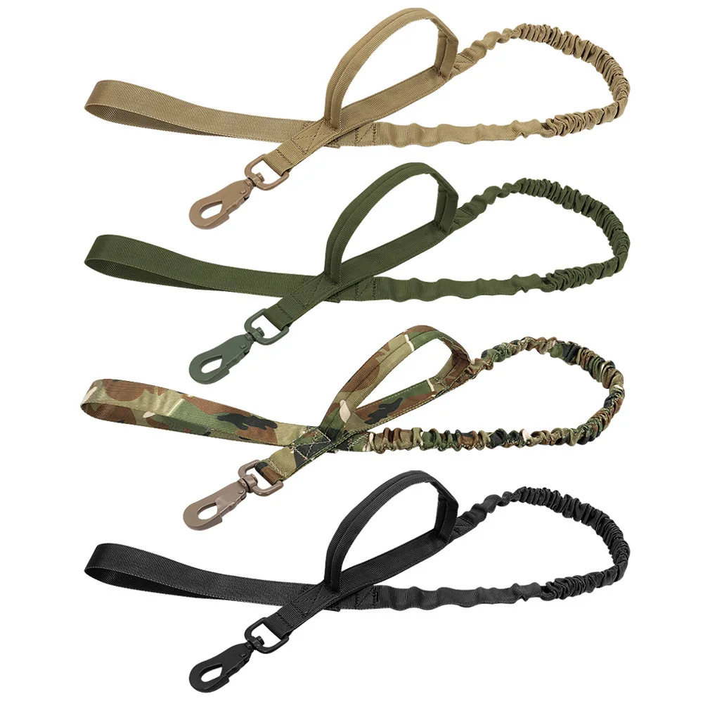 

Amazon hot selling Tactical Bungee Dog Leash Retractable Nylon dog leads Double-handle Military Tactical Pet Dog Leashes