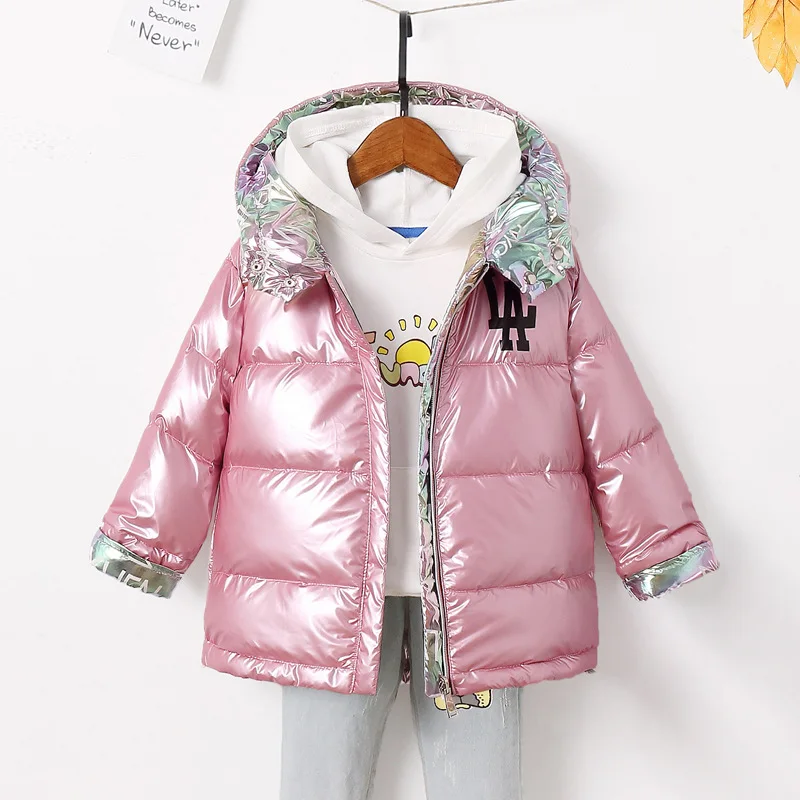 
2020 Long sleeve winter warm black cotton jacket fashionable baby Down Jackets kids girl coat 