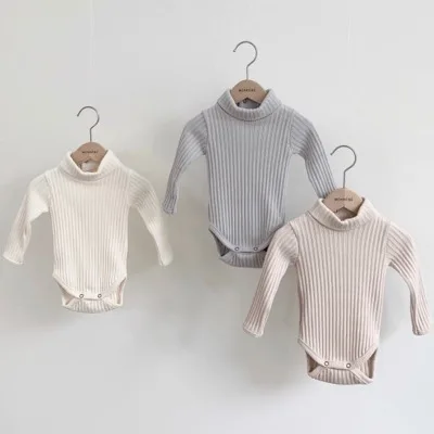 

Boys Romper Autumn Winter Solid Color Ribbed Turtleneck Sweater Romper for Little Girls Jumpsuit Clothes Toddler Baby Overalls