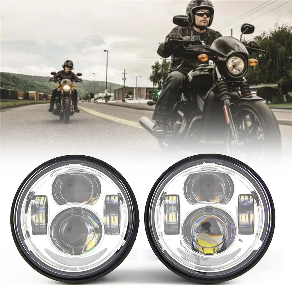 

H4 Double Headlights Lamps 5 Inch Led Projector with Drl for Motorcycle