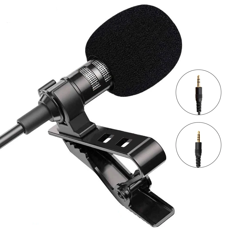 

Free Sample Professional 1.5m Portable Clip-on Mic Mini Lapel Lavalier Microphone For PC Notebook Laptop Camera, Black