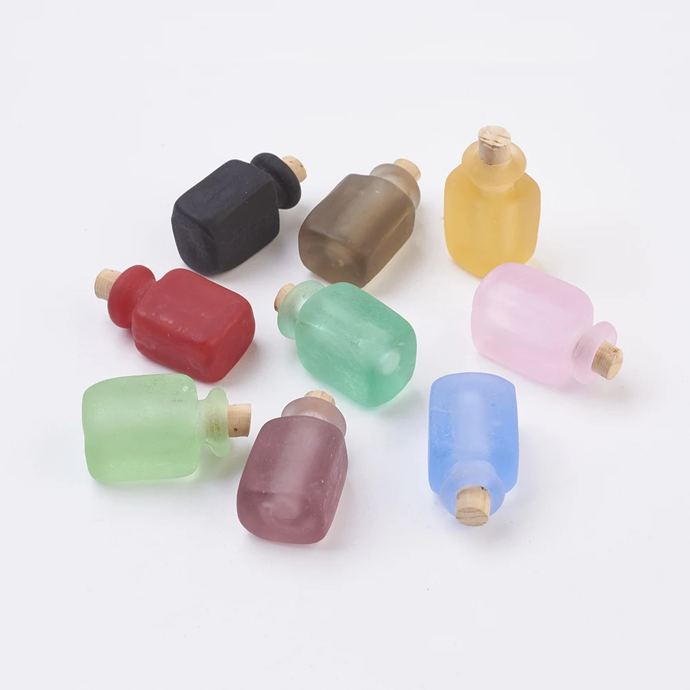 

PandaHall Frosted Cuboid Lampwork Perfume Bottle Pendants