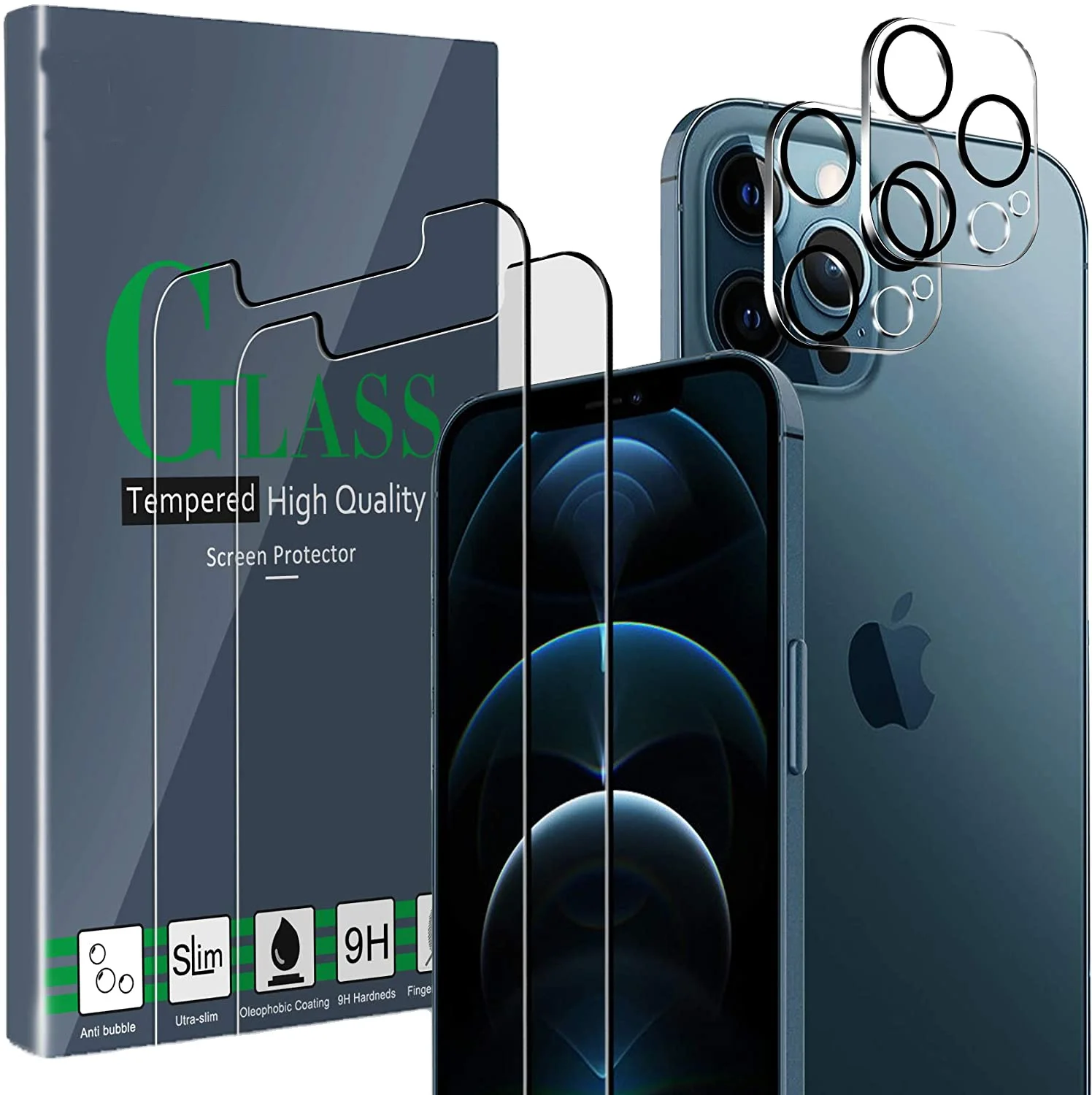 

Tempered-Glass Military Protective HD Clear Case Friendly Anti-Fingerprint Screen Protector for iPhone 12 Pro Max