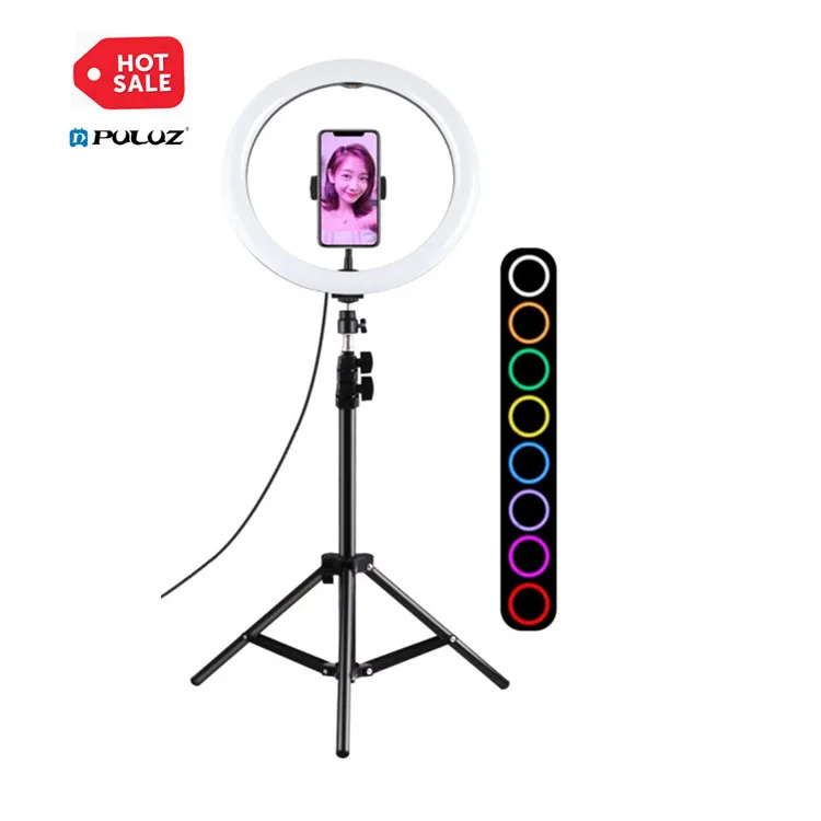 

Factory Supply PULUZ 11.8 inch 30cm RGBW LED Color Changing Ring Light 1.1m Tripod Mount Stand Selfie Live Vlogging Kit