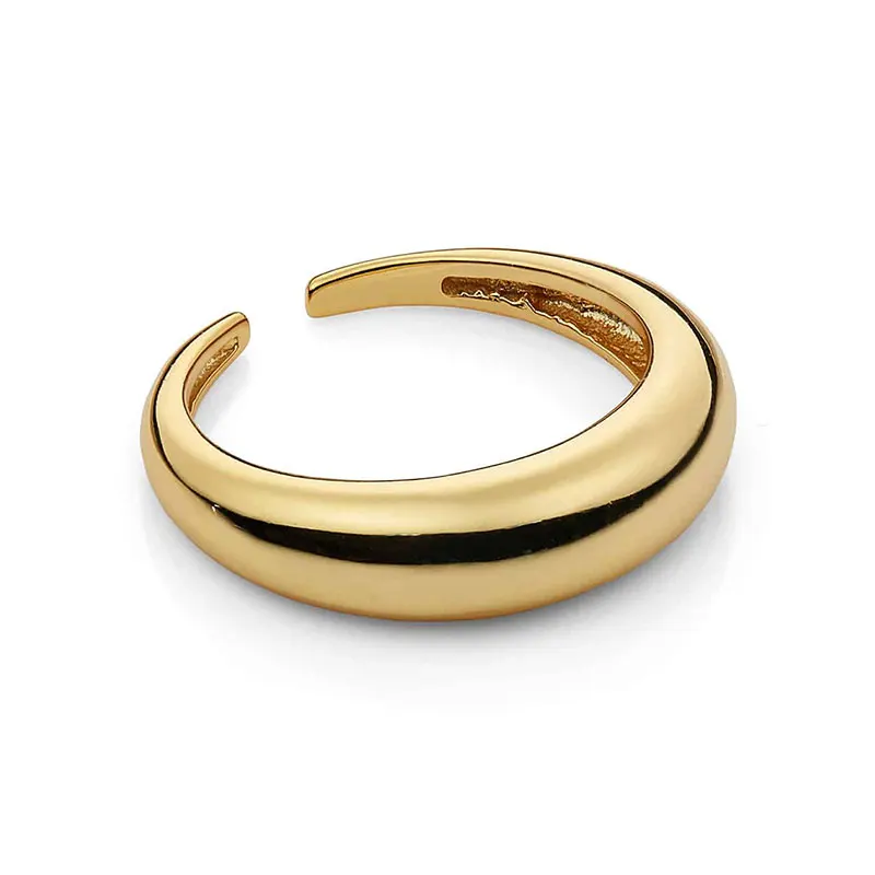 

S925 sterling silver INS simple arc glossy temperament ring for men and women