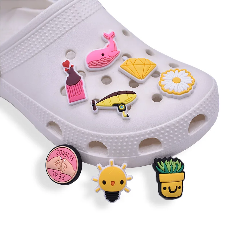 

Hot selling wholesale cartoon green potted pink cosmetics princess girls shoes charm, As picture/custom