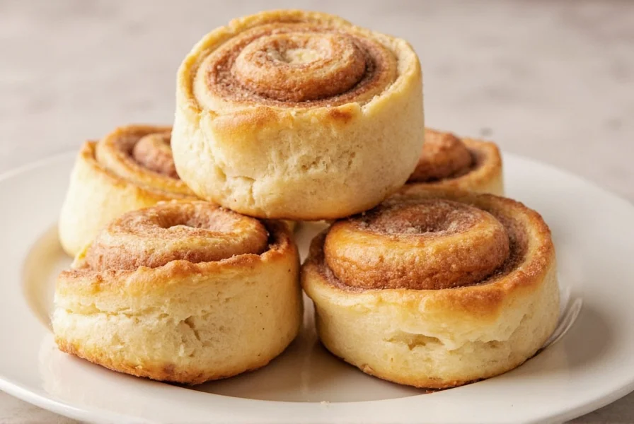 Freshly baked make ahead cinnamon rolls with melted icing drizzled over golden brown rolls on rustic wooden table
