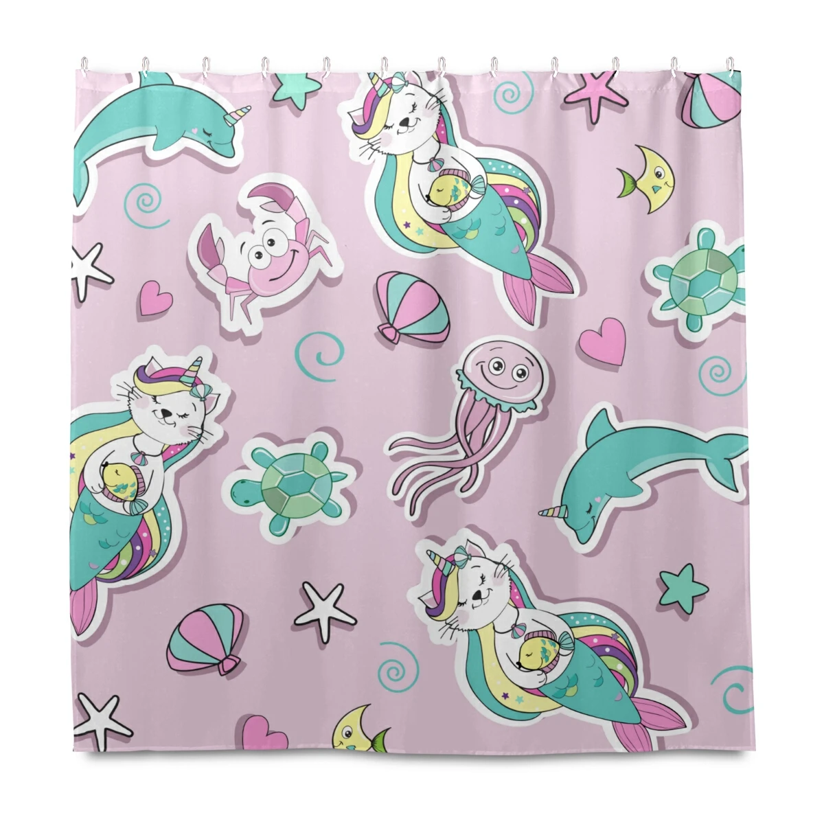 

Lovely Custom Print Cartoon Designers Bathroom Decor Fabric Shower Curtain For Kids Girls, Accept customized color