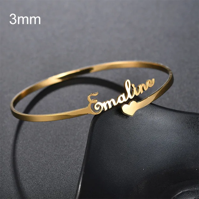 

Customized Nameplate Name Bracelet Personalized Custom Cuff Bangles Women Men Rose Gold Stainless Steel Jewelry N2011228, Picture