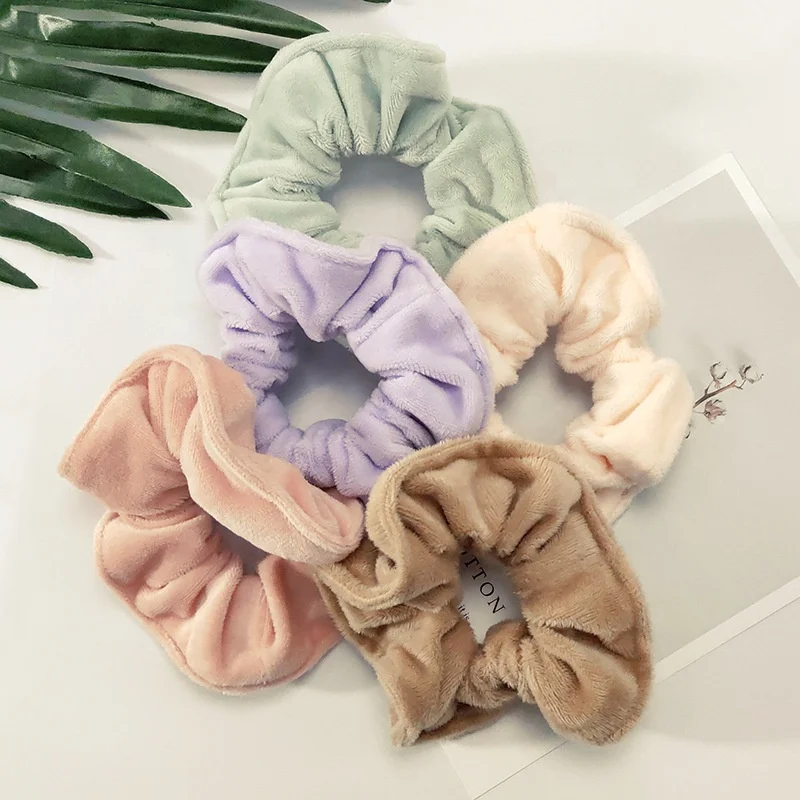 Daily beauty girl hair accessories solid colors ponytail terry towel scrunchies for women