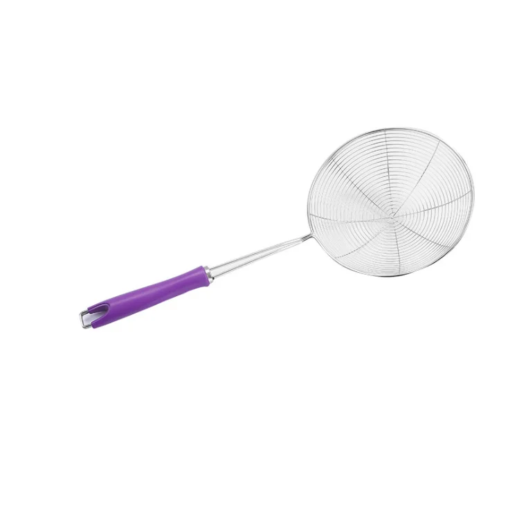 
Food grade oil strainer container noodle strainer kitchen mesh skimmer stainless steel strainer set plastic handle 