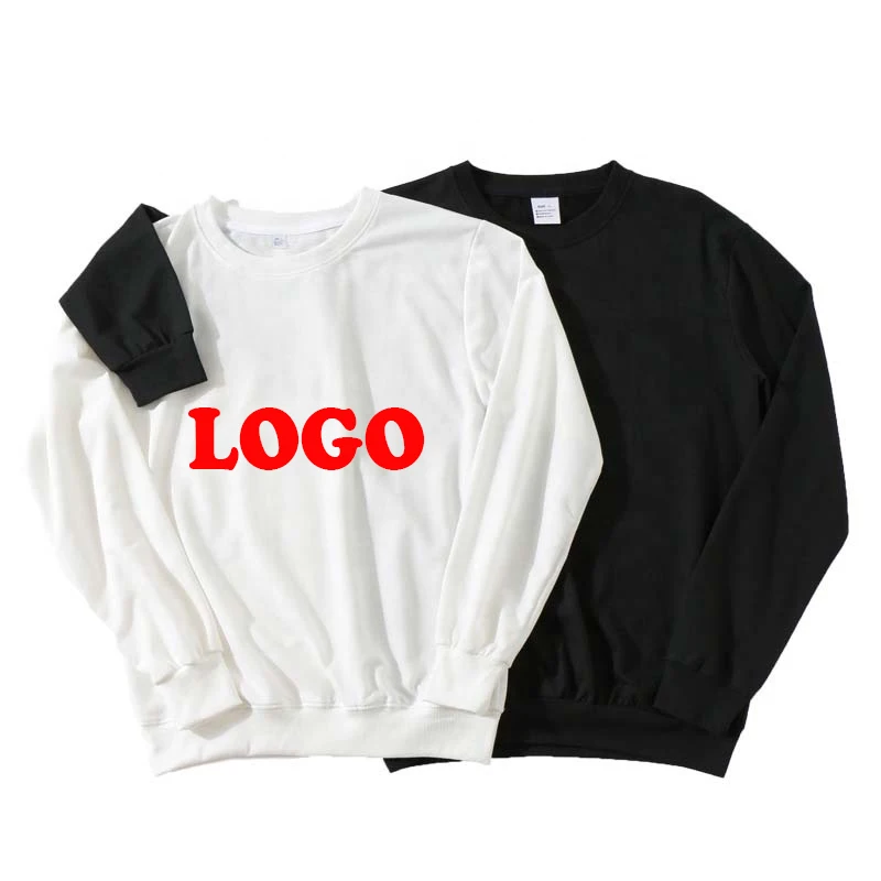 

New men's casual fashion sportswear and women's basic turtleneck jumper DIY logo plain color lovers round collar jumper