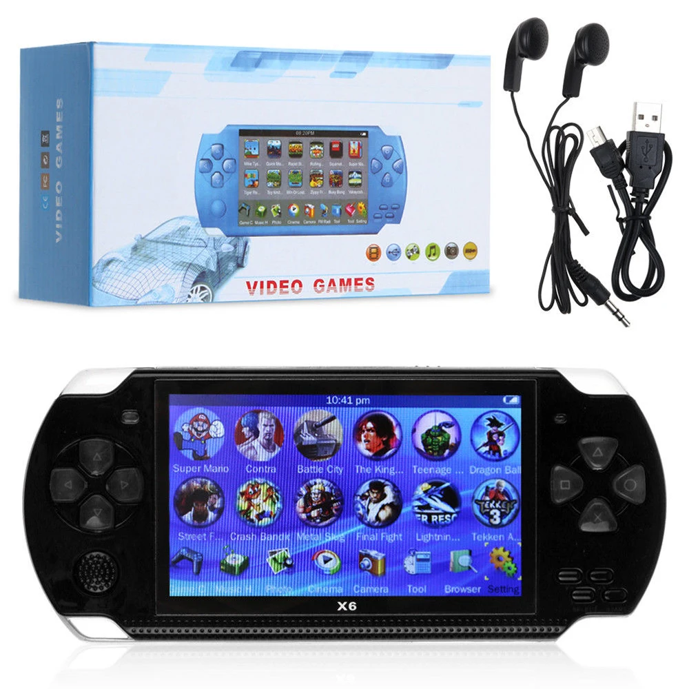 X6 Handheld Game Console 4.3 Inch Screen 128 Bit Video Games Consoles