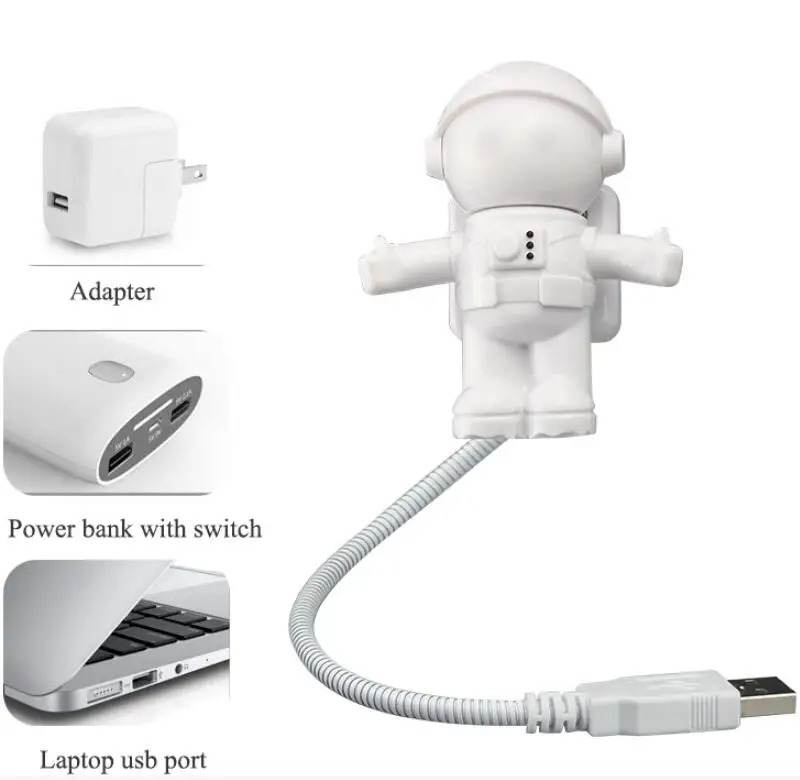 Gift 2020 Flexible Gooseneck Astronaut Night Light Portable USB LED Lamp With Helmet Switch