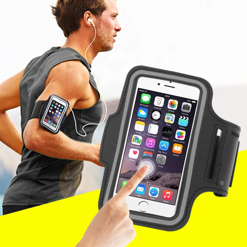 

Stock Outdoor Running Wristband Nylon Sport Gym Arm Band cell phone Case Cover for iPhone 5s 6 7 8 plus X Xs Xr max 11 pro max, Golden, blue, red, rose, black, ect