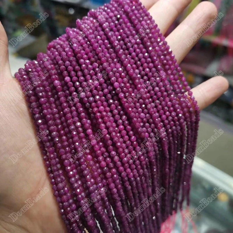 

Wholesale Natural Faceted Ruby Stone Beads Loose For DIY Jewelry Making 2mm 3mm 4mm