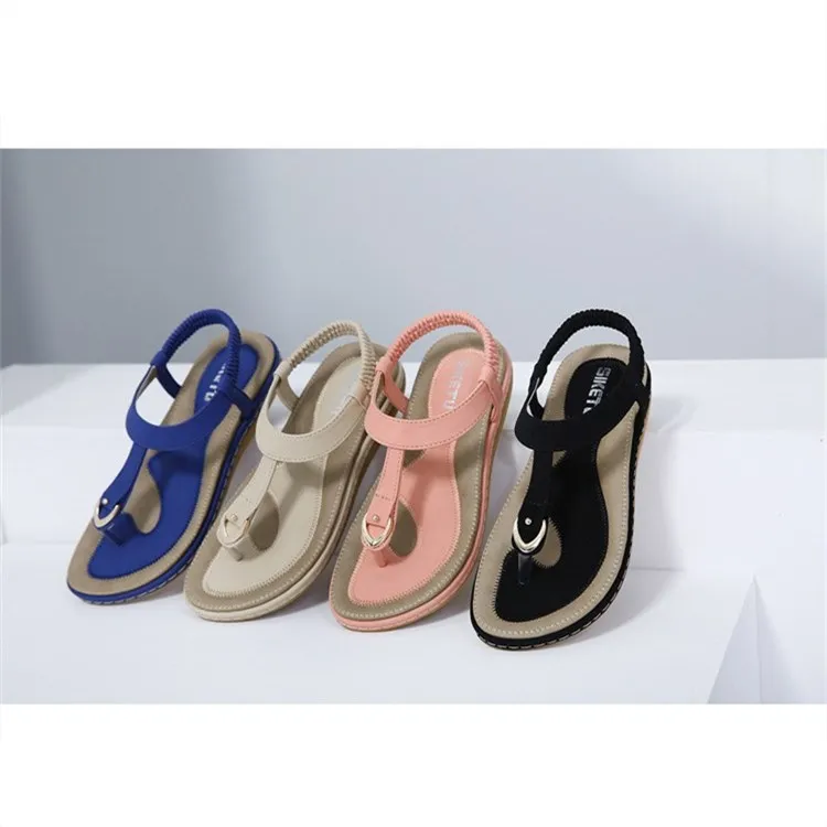 

2021 Wholesale new summer lady's sandals large size flat shoes women's sandals, 4 colors