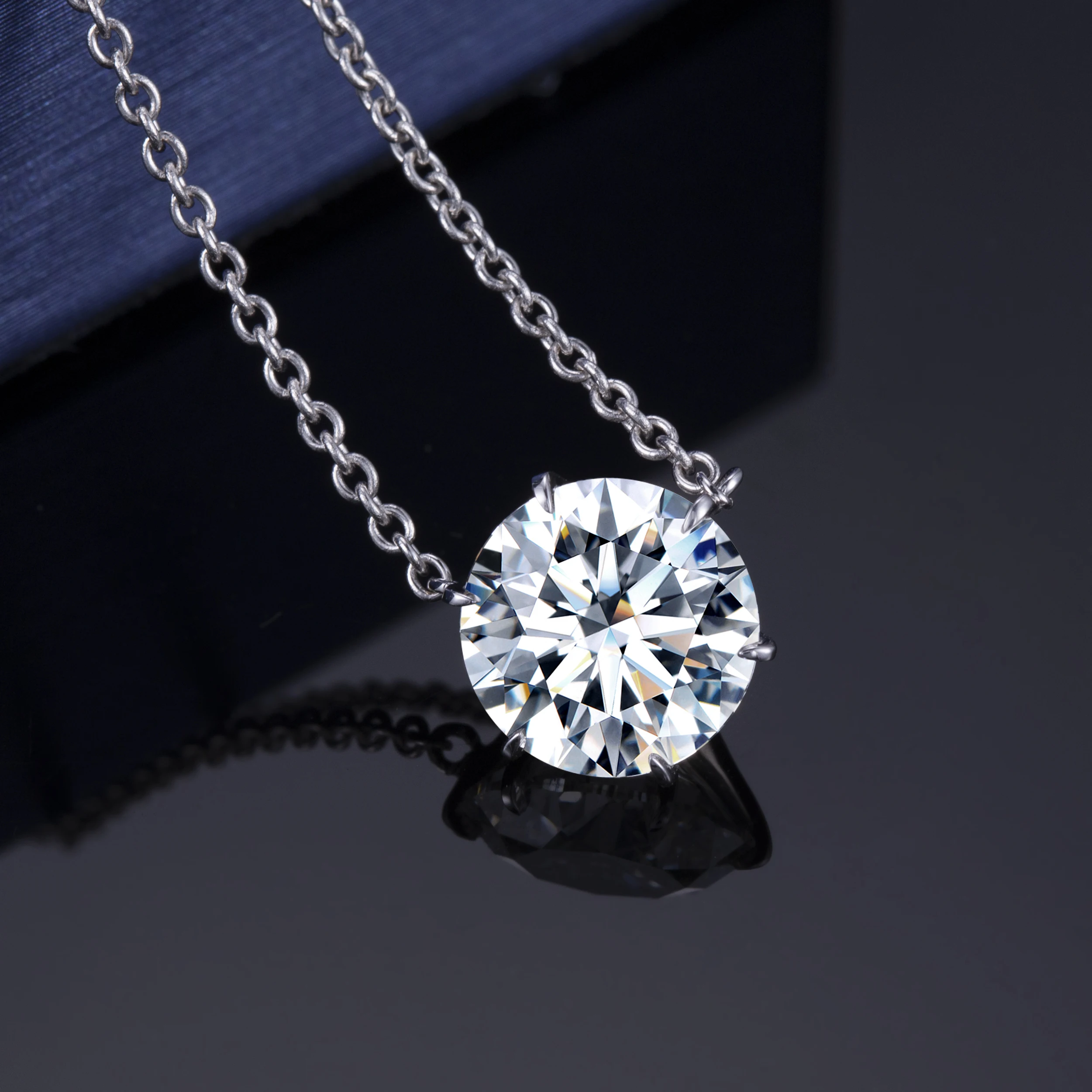 

Messi Jewelry 14K White Gold Lab Grown Diamond Necklace Jewelry Lab Diamond Necklace