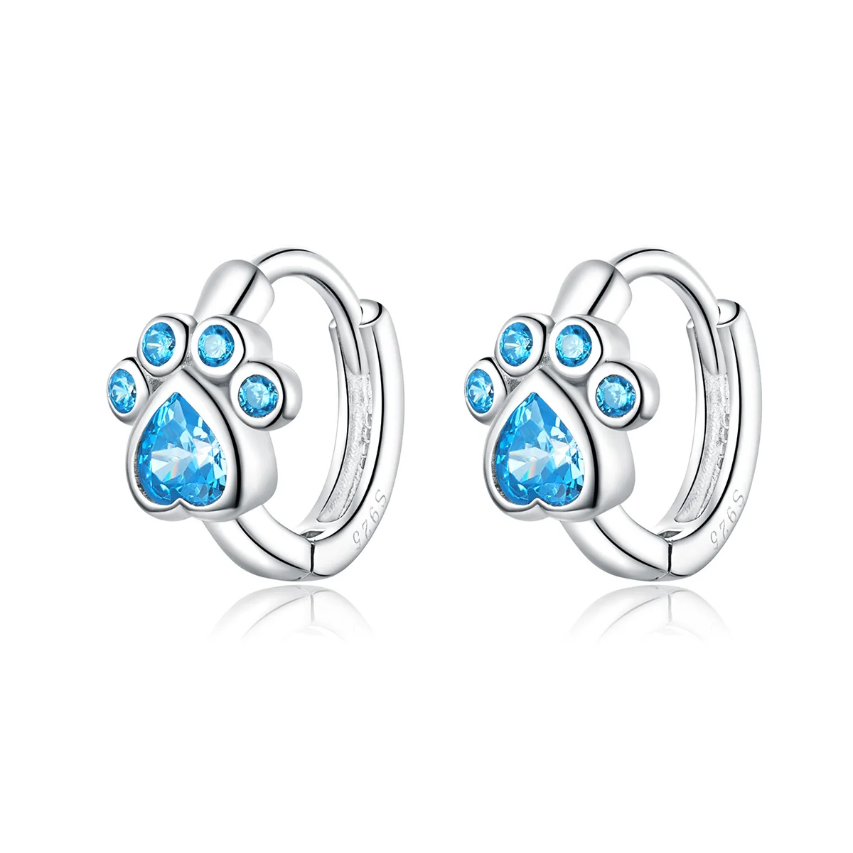 

925 sterling silver blue cute puppy earrings