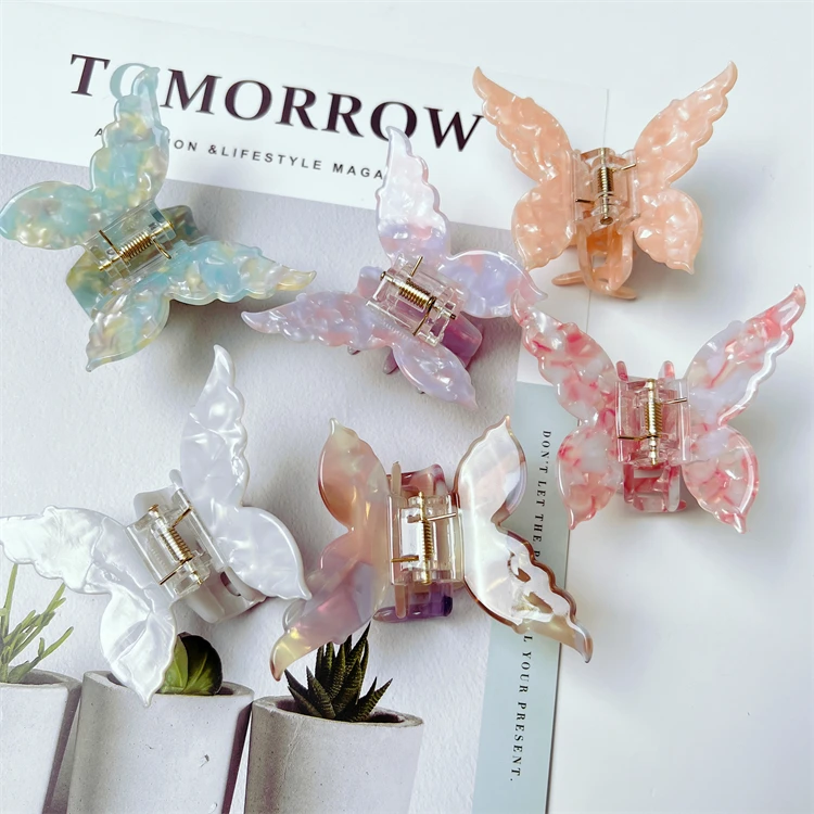 

Fashion Trending Fashion Designer 6CM Butterfly Shape Acetate Hair Claw Clips Non Slip Small Hair Accessories Women Girls