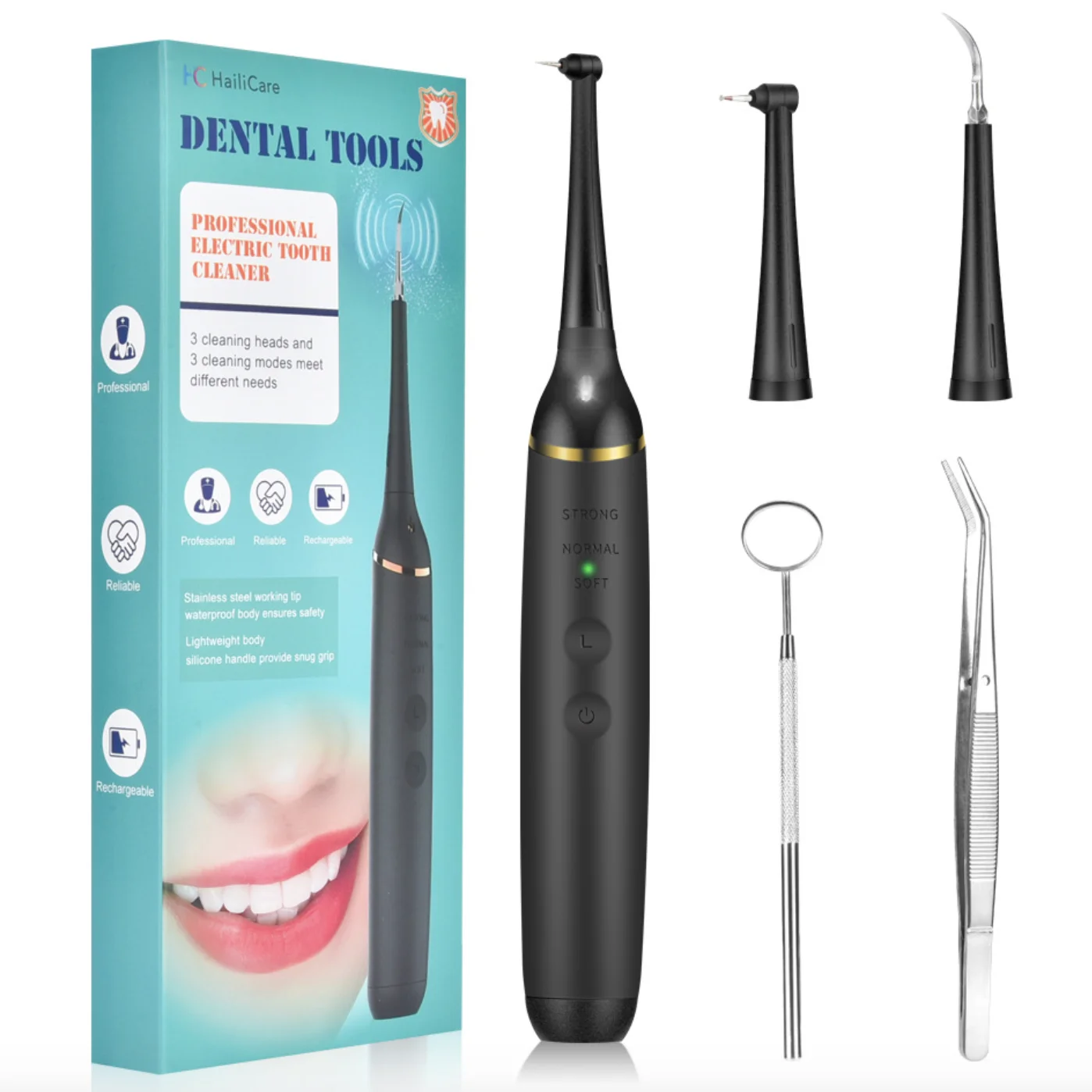 

AOOTOY Electric Ultrasound Dental Water Jet Instruments Cleaner Machine Dental Scaler, Pink, green