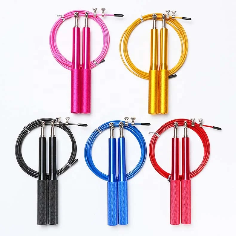 

Professional Fitness Training Bearing Custom Logo Private Label Skip Gold PVC Long Handle Yellow Aluminium Speed Jump Rope, Blue,purple,red,yellow,black,silver plum and custom color