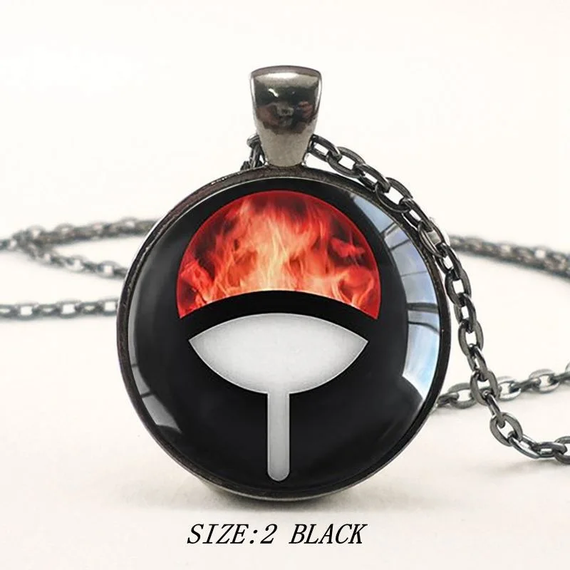 

Japanese Anime Manga Figure uchiha sasuke Symbol Rinnegan Sharingan Sweater Chain Pendant Alloy Glass Necklace for Gift, Pictures