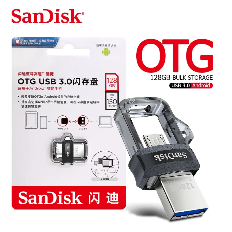 

SanDisk USB 3.0 OTG Flash Drive 32GB 16GB SDDD3 Dual Pen Drive 128GB 64GB PenDrive flash disk for phone tablet