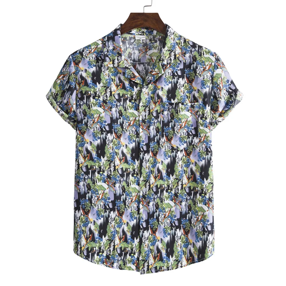 

2021 custom print new designs summer for men vintage camicias beach wear men's hawaiian shirts