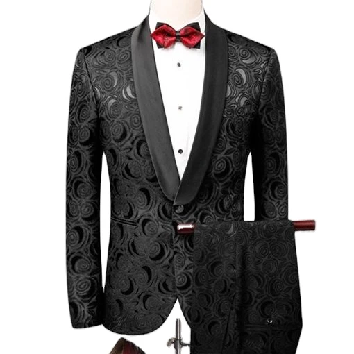 

2023 New Fashion Men'S Slim Fitting Flower Suit Wedding Groom Dinner Club Suit Suit Men